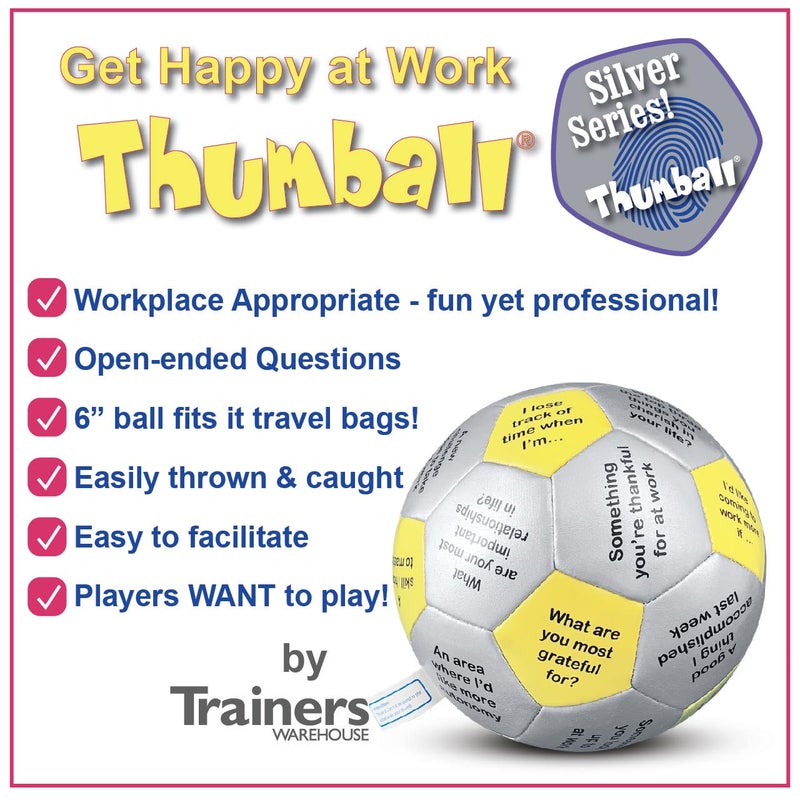Trainers Warehouse Get Happy at Work Thumball 6" | Team Building Activities - Create a Positive Workplace. Promote Optimisim & Happy Conversations | 32 Prompts - Image 3